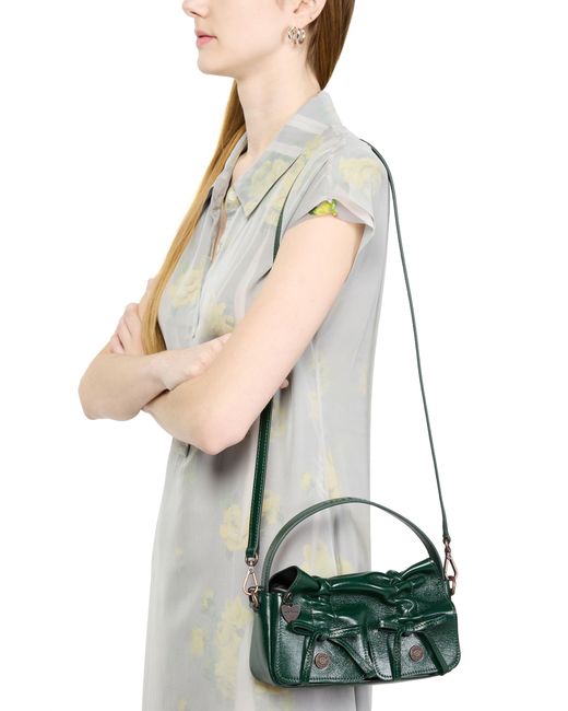 Acne Green Mikro-Schultertasche Mit Mehreren Fächern