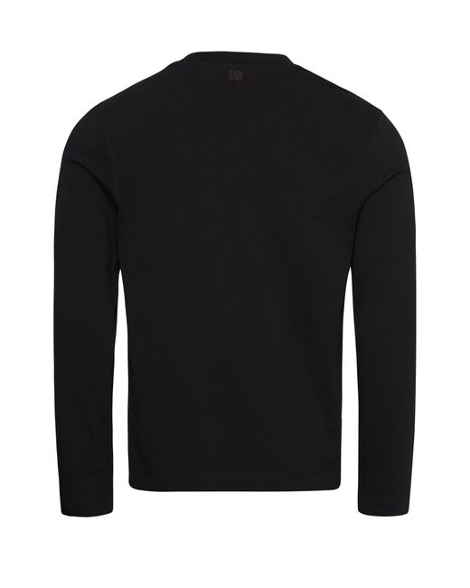 AMI Black Long Sleeve Ami De Coeur T-shirt for men