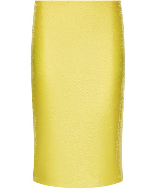 Dolce & Gabbana Yellow Bleistiftrock mit Pailletten