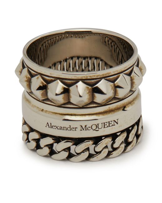 Alexander McQueen Metallic Punk Ring for men