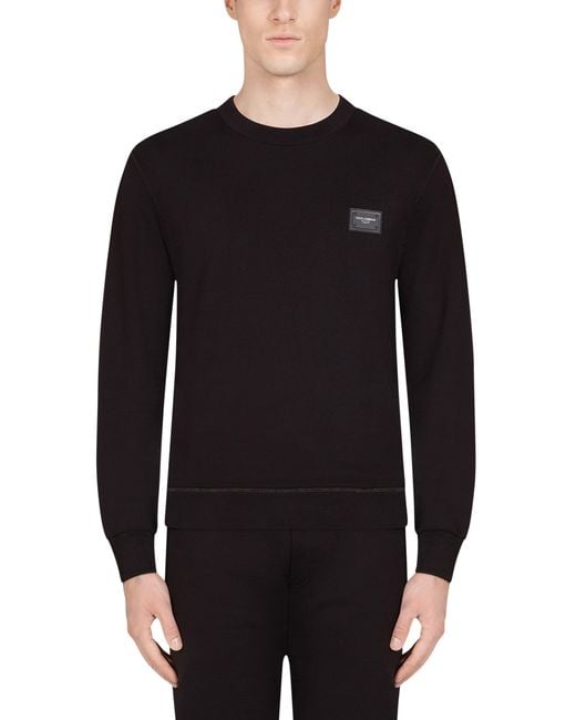 Dolce & Gabbana Sweatshirt aus Jersey mit Branding-Tag in Black für Herren