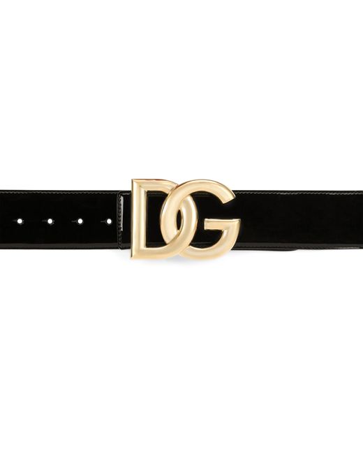 Ceinture en cuir verni avec logo DG Dolce & Gabbana en coloris Black