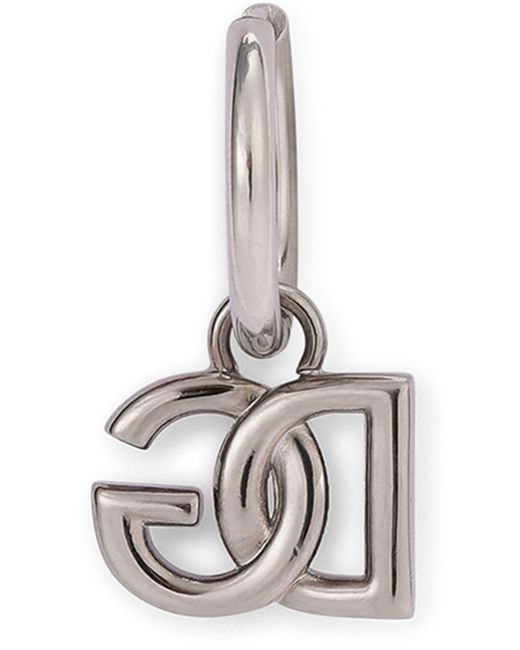 Dolce & Gabbana Metallic Hoop Earrings With Dg Logo Pendants for men