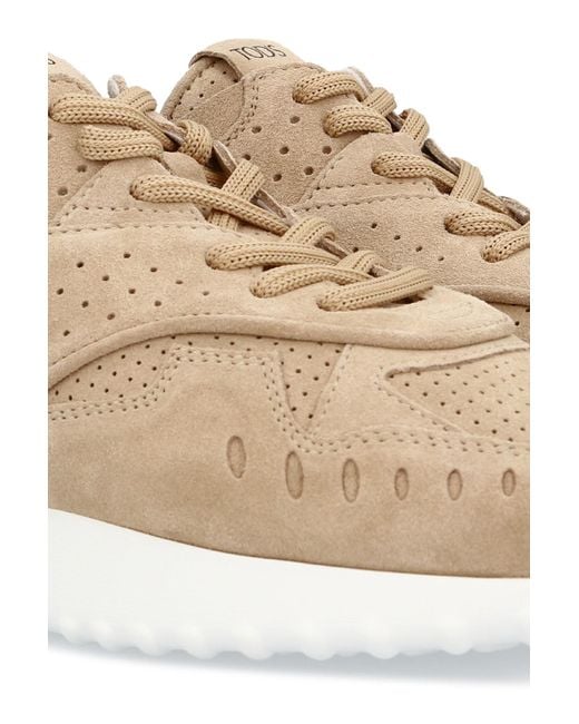 Tod's Fondo Sportivo Leather Sneakers in Natural - Lyst