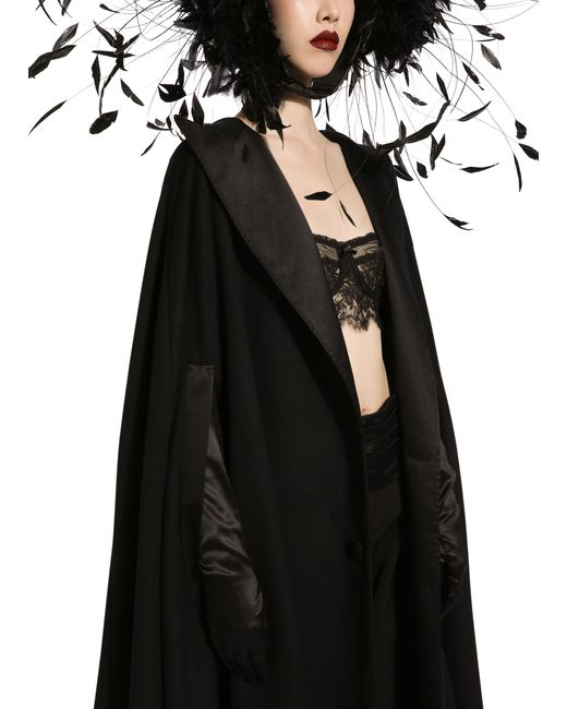 Dolce & Gabbana Black Single-Breasted Wool And Cashmere Cape