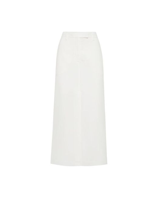 Brunello Cucinelli White Fluid Skirt