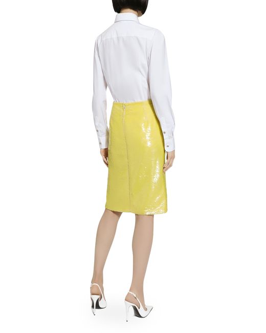Dolce & Gabbana Yellow Sequined Pencil Skirt