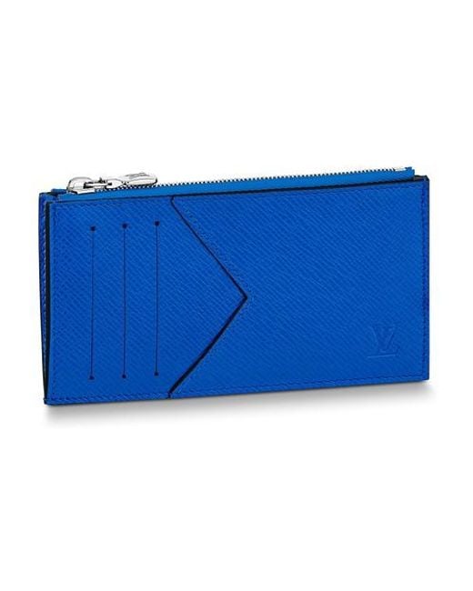 Porte-monnaie et porte-cartes Louis Vuitton pour homme en coloris Bleu |  Lyst