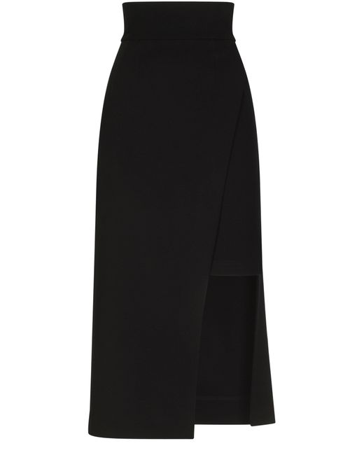 Dolce & Gabbana Black High Waist Midi Skirt