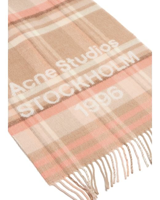 Acne Pink Schal Mit Karo-Logo