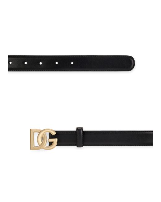 Dolce & Gabbana Black Gürtel aus Kalbsleder mit DG-Logo
