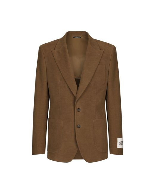 Dolce & Gabbana Brown Single-breasted Stretch Fustian Jacket for men