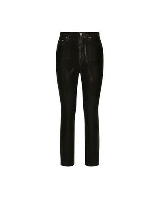 Dolce & Gabbana Black Coated Denim Grace Jeans