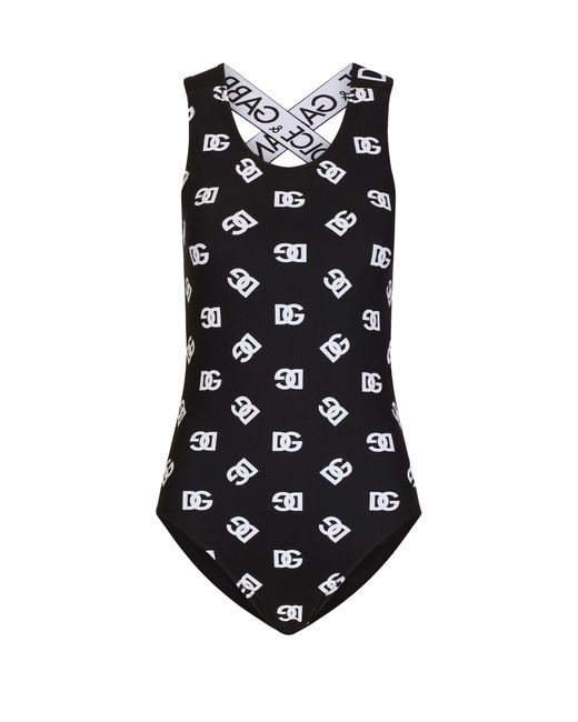 Dolce & Gabbana Black Badeanzug mit DG-Logo