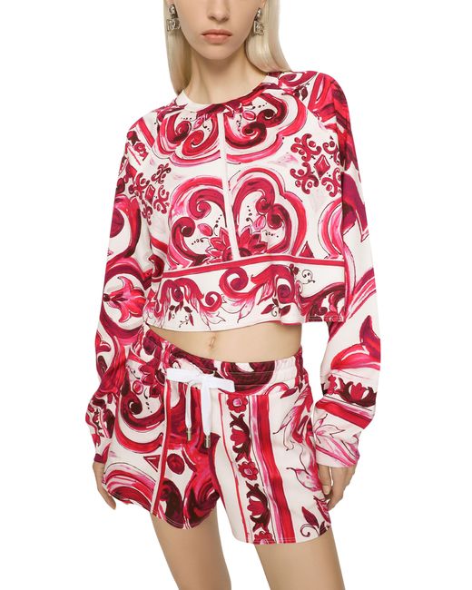 Dolce & Gabbana Red Majolica-print Jersey Sweatshirt