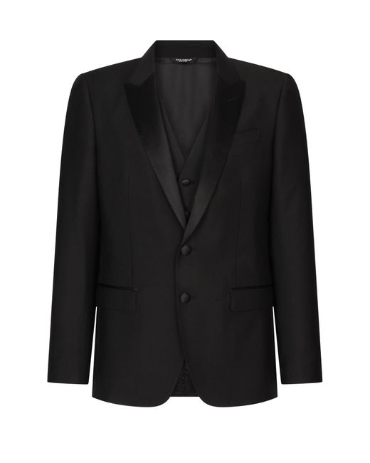 Dolce & Gabbana Black Wool And Silk Martini-Fit Tuxedo Suit for men