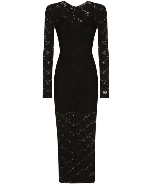 Dolce & Gabbana Black Long Lace Dress