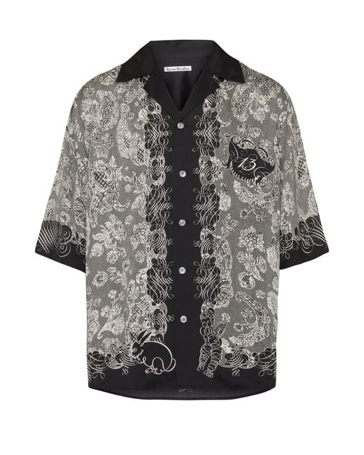 Acne Gray Loose Short-Sleeve Shirt for men