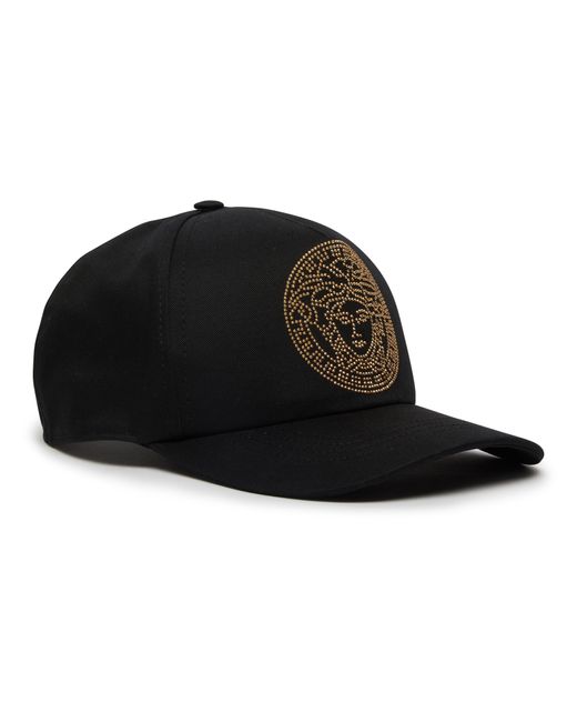 Versace Black Embroidered Medusa Baseball Cap for men