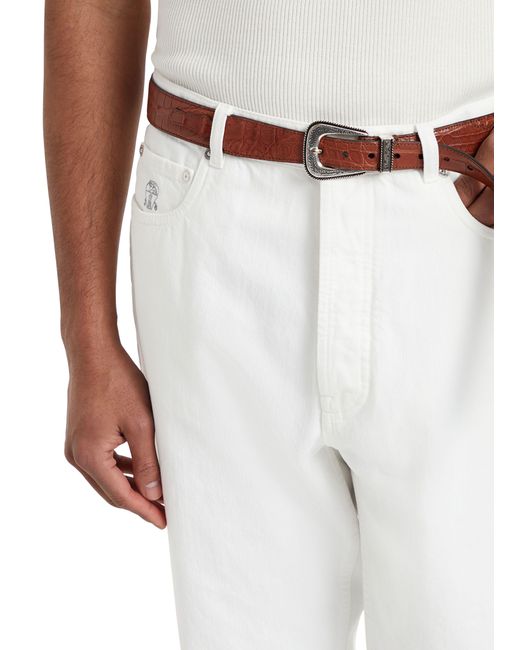 Brunello Cucinelli White Iconic 5-Pocket Pants for men