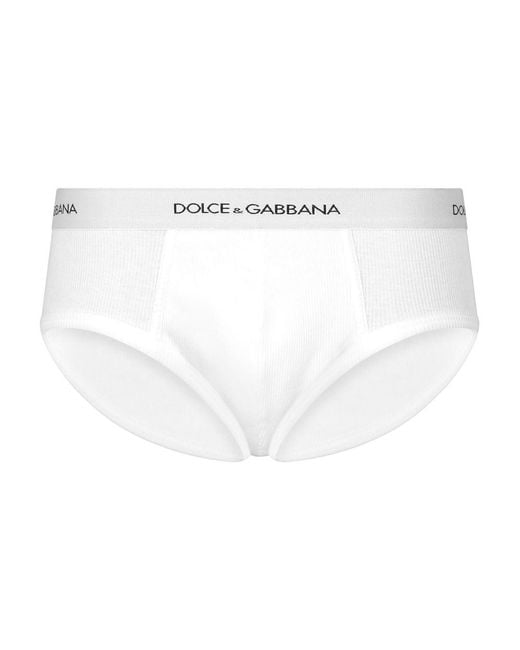 Dolce & Gabbana White Fine-rib Cotton Brando Briefs for men
