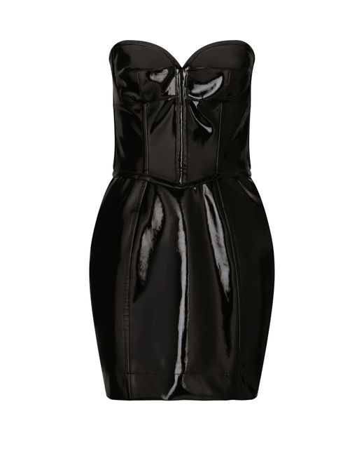 Dolce & Gabbana Black High-shine Structured Minidress