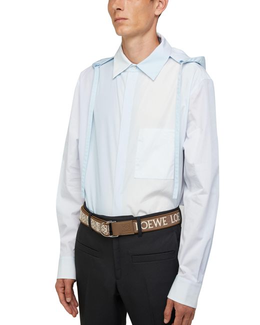 Loewe Blue Striped Hooded Shirt for men