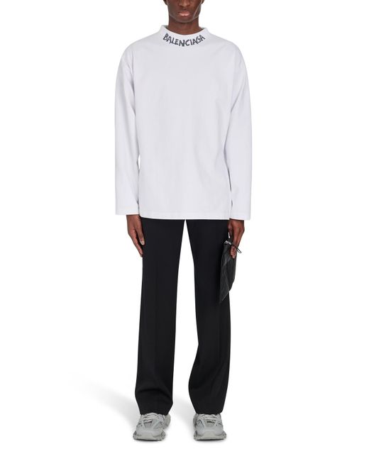 Balenciaga Curved Long Sleeves T-shirt in White for Men | Lyst