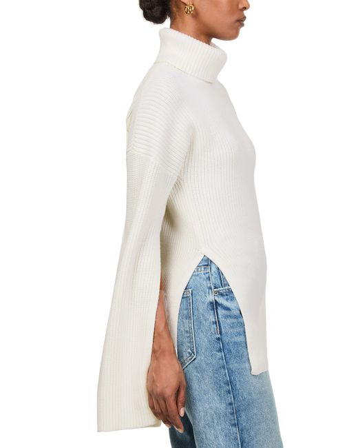 Totême  White Slit Sleeve Turtleneck Sweater