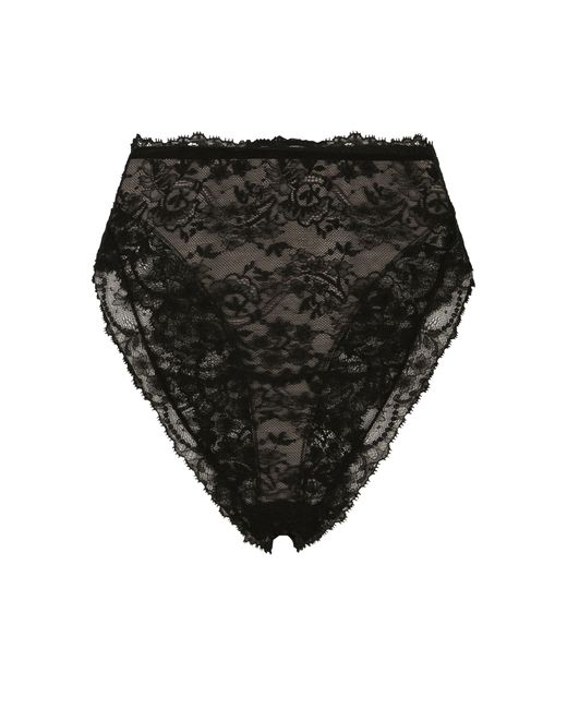Dolce & Gabbana Black High-waisted Chantilly Lace Panties