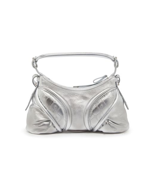 MARINE SERRE Gray Laminated Leather Stardust Mini Bag