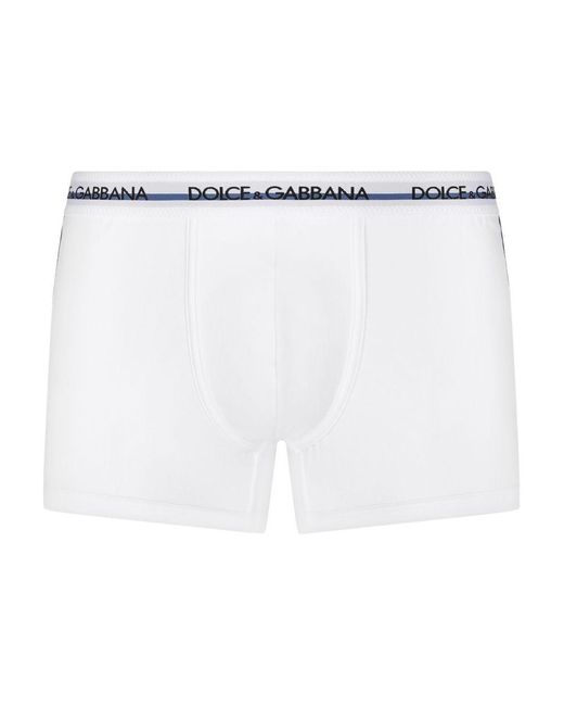 Dolce & Gabbana White Two-way Stretch Jersey Boxers With Dg Logo for men