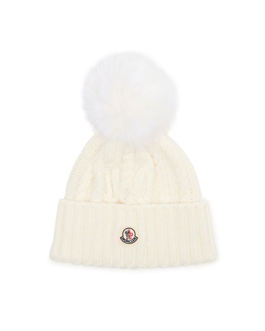 Moncler White Mütze Mit Logo