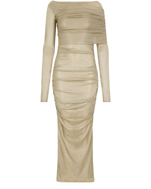 Dolce & Gabbana Natural Lurex Mesh Calf-length Dress