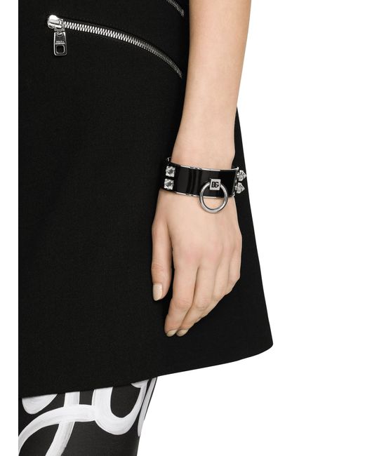 Bracelet torque en cuir Dolce & Gabbana en coloris Black