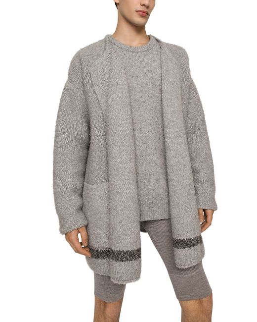 Dolce & Gabbana Gray Technical Wool Cardigan for men
