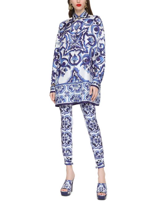 Dolce & Gabbana Blue Hemd aus Seidentwill