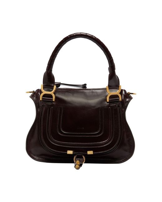 Petit Sac Double Porté Marcie En Cuir Brillant Chloé en coloris Black