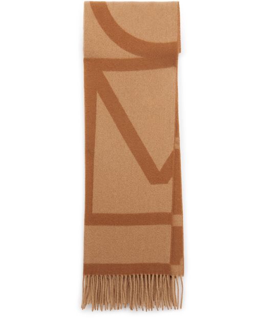 Totême  Brown Monogram Jacquard Wool Scarf