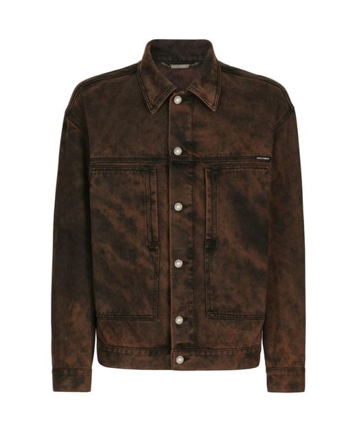 Dolce & Gabbana Brown Overdyed Denim Jacket for men