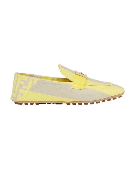 Fendi Yellow Baguette Loafers