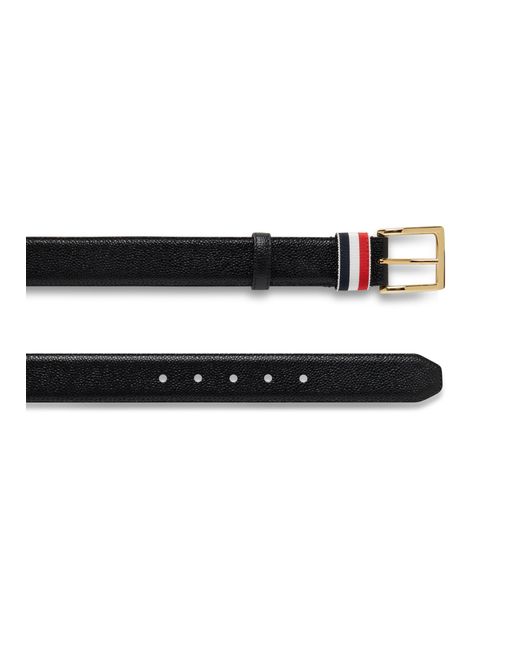Thom Browne Black Leather Belt for men