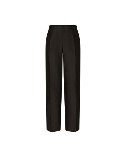 Dolce & Gabbana Black Silk Jacquard Pants for men