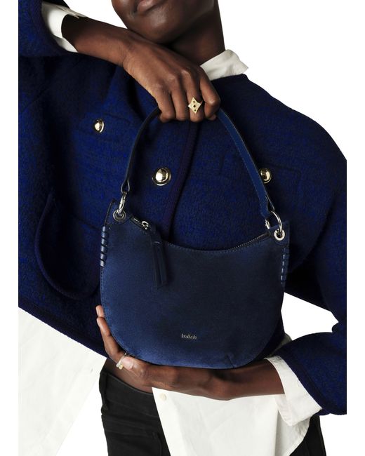 Ba&sh Blue Suede Swing Bag One Size Navy