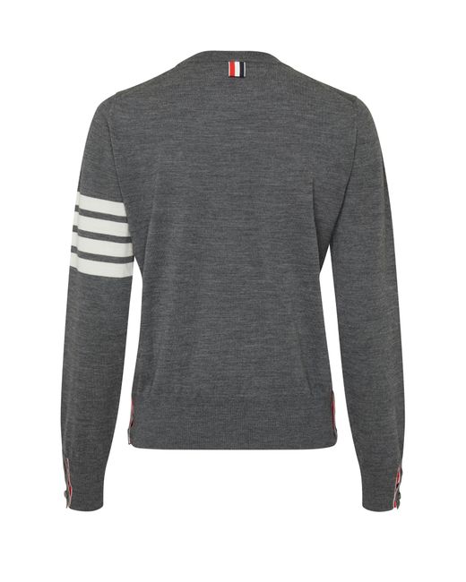 Thom Browne Gray 4-Bar Round-Neck Sweater