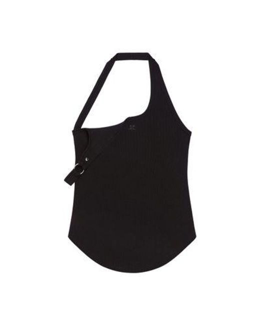 Courreges Black Undressed 90's Rib Buckle Tank Top