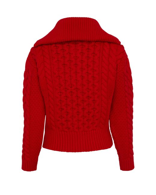 Patou Red Cable Knit Zipped Blouson