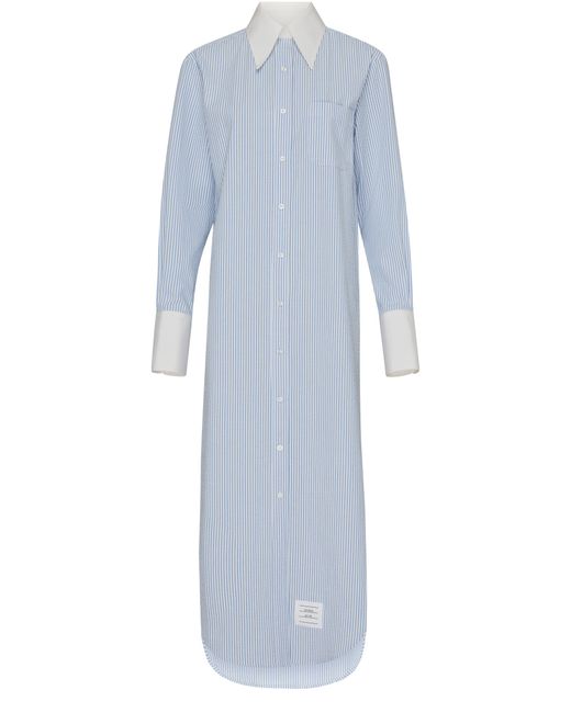 Thom Browne Blue Midi Shirt Dress