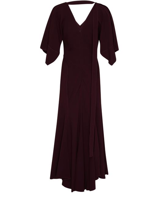 Victoria Beckham Purple V-neck Bias Godet Dress