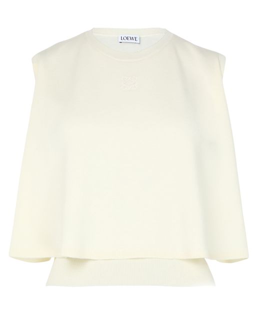Loewe White Ärmelloser Strickpullover